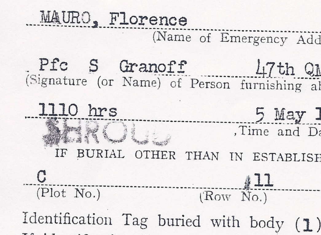 Detail from Babe's Report of Burial indicated "shroud" below the time and date of his burial.